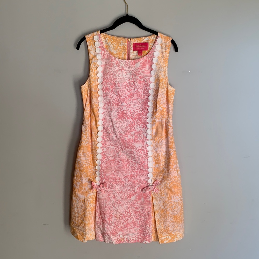 Lilly Pulitzer size 8 shift dress orange and pink